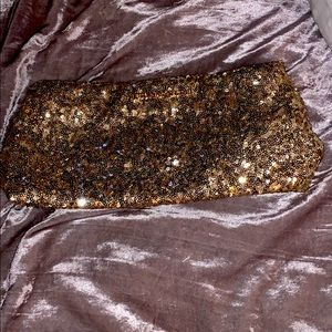 Gold sequin clutch